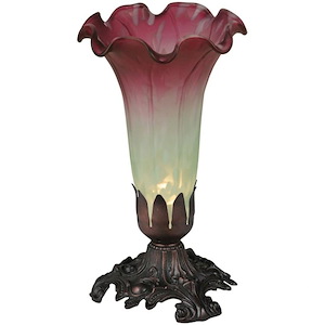8 Inch H Seafoam/Cranberry Pond Lily Accent Lamp