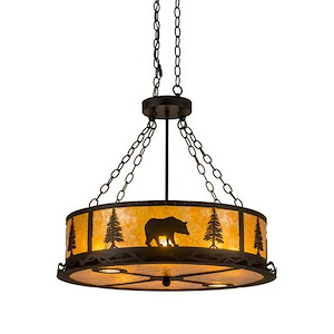 Wildlife at Dusk - 6 Light Inverted Pendant-28 Inches Tall and 26 Inches Wide - 1355458