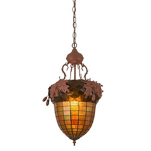 Oak Leaf & Acorn - 1 Light Pendant-28 Inches Tall and 15 Inches Wide - 1355496