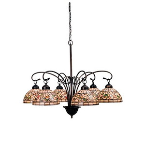 Tiffany Turning Leaf - 6 Light Chandelier - 74924