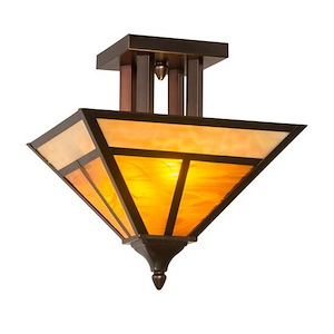 T Mission - 2 Light Square Flush Mount-15 Inches Tall and 18.5 Inches Wide - 1355568