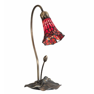 16 Inch High Tiffany Pond Lily Red Accent Lamp - 927548