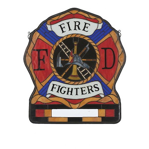 Personalized - 20 X 23 Inch Fireman&#39;S Shield Stained Glass Window