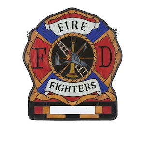 Personalized - 20 X 23 Inch Fireman'S Shield Stained Glass Window - 151361