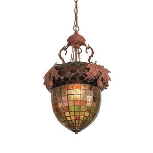 Oak Leaf & Acorn - 1 Light Pendant-26 Inches Tall and 15 Inches Wide - 1355749