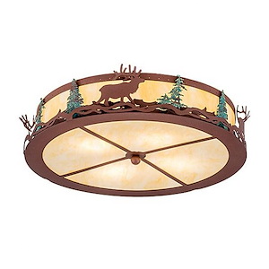 Elk at Dusk - 6 Light Flush Mount-6 Inches Tall and 22 Inches Wide - 1355982