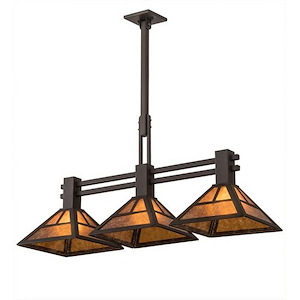 T Mission - 3 Light Island Pendant-36 Inches Tall and 12 Inches Wide - 1356233