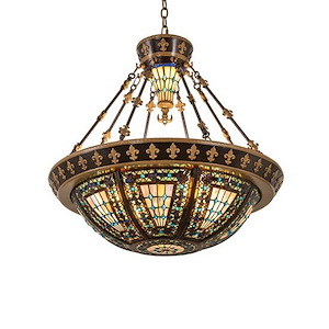 Fleur-de-lis - 4 Light Inverted Pendant-32 Inches Tall and 28.25 Inches Wide - 1356320