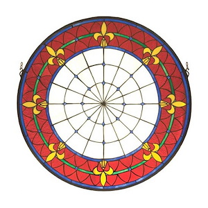 Fleur-De-Lis - 30 X 30 Inch Medallion Stained Glass Window - 75010