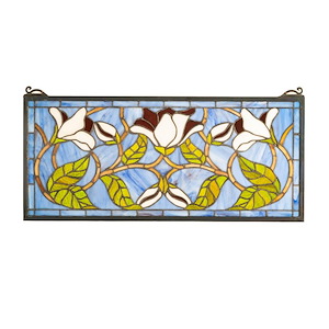 25 Inch Wide X 11 Inch High Magnolia Stained Glass Window