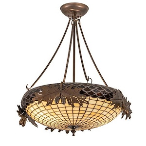 Oak Leaf & Acorn - 2 Light Semi-Flush Mount-24 Inches Tall and 19 Inches Wide - 1356746