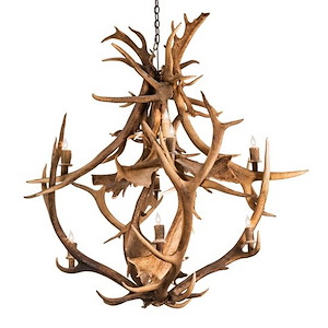 Antlers Elk and Fallow Deer - 10 Light Chandelier-56 Inches Tall and 55 Inches Wide