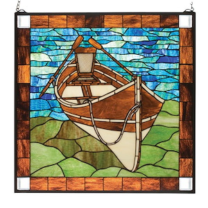 Beached Guideboat - 26 X 26 Inch Stained Glass Window