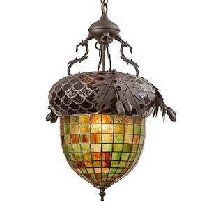 Oak Leaf & Acorn - 1 Light Pendant-26 Inches Tall and 16 Inches Wide - 1357279