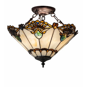 16 Inch Wide Shell with Jewels Semi-Flush Mount - 926872