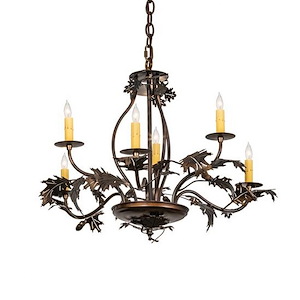 Oak Leaf & Acorn - 6 Light Chandelier-27 Inches Tall and 28 Inches Wide - 1357330