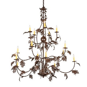 Oak Leaf - 15 Light Chandelier-59 Inches Tall and 48 Inches Wide - 1357379