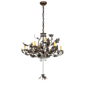 Oak Leaf & Acorn - 2 Light Chandelier Hardware-33 Inches Tall and 34 Inches Wide - 1357463
