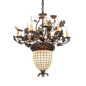 Oak Leaf & Acorn - 2 Light Chandelier-37 Inches Tall and 34 Inches Wide - 1357464