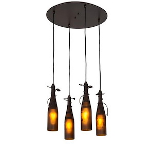 Tuscan Vineyard - 4 Light Wine Bottle Cascading Pendant-17 Inches Tall and 18 Inches Wide - 1357503