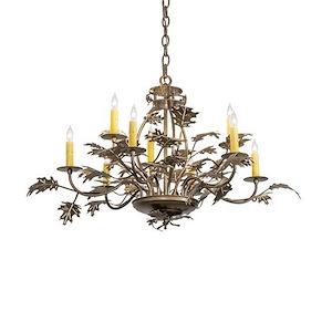 Oak Leaf - 9 Light Chandelier-25 Inches Tall and 32 Inches Wide - 1357651