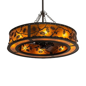 Oak Leaf & Acorn - 8 Light Fandelier-32 Inches Tall and 45 Inches Wide - 1357728