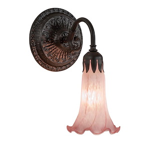 5 Inch Wide Pink Pond Lily Wall Sconce - 993268