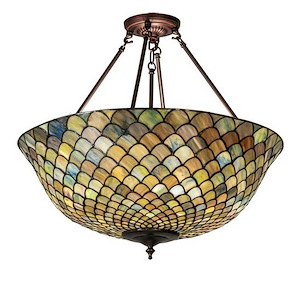 Fishscale - 3 Light Inverted Pendant-22 Inches Tall and 24 Inches Wide - 1098340