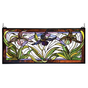 Lady Slippers - 30 X 13 Inch Stained Glass Window - 75064