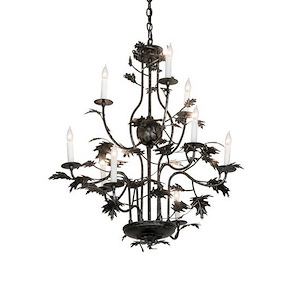 Oak Leaf - 9 Light Chandelier-40 Inches Tall and 36 Inches Wide - 1357972