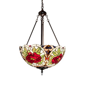 Renaissance Rose - 3 Light Inverted Pendant-32 Inches Tall and 20 Inches Wide - 1098796