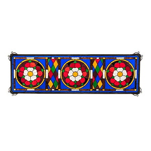 Tudor Trio - Stained Glass Window-10 Inches Tall and 33 Inches Wide