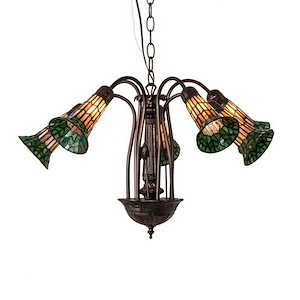 Tiffany Pond Lily - 7 Light Chandelier-19 Inches Tall and 24 Inches Wide