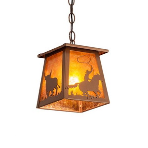 Cowboy & Steer - 1 Light Pendant-13 Inches Tall and 10.25 Inches Wide - 1358233
