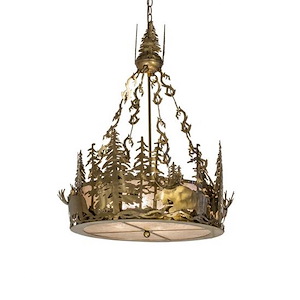 Moose at Dusk - 4 Light Inverted Pendant-46 Inches Tall and 26 Inches Wide - 1358294