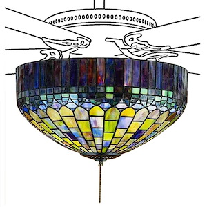 Tiffany Candice - 16 Inch Three Light Ceiling Fan Light Kit - 830331