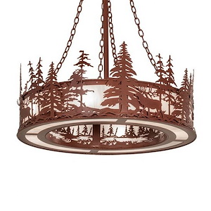 Elk at Dusk - 8 Light Pendant-59 Inches Tall and 36 Inches Wide - 1358333