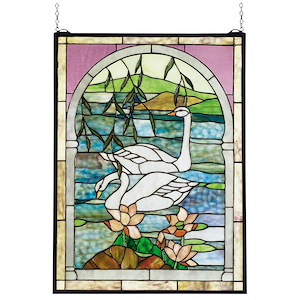 Swans - 22 X 30 Inch Stained Glass Window