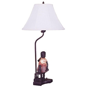 Silhouette - 1 Light Girl With Puppy Accent Lamp