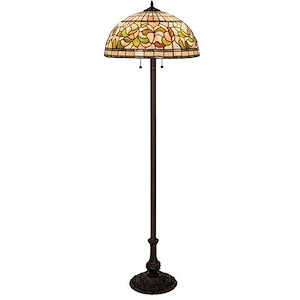 Tiffany Turning Leaf - 3 Light Floor Lamp-60 Inches Tall and 20 Inches Wide