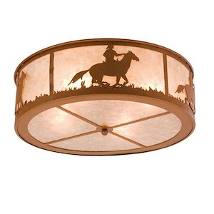 Cowboy & Steer - 4 Light Flush Mount-9 Inches Tall and 22 Inches Wide - 1358742