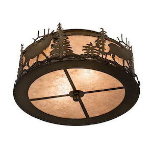 Elk at Dusk - 2 Light Flush Mount-8 Inches Tall and 16 Inches Wide - 1358755