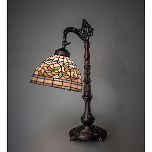 Tiffany Turning Leaf - 1 Light Bridge Arm Table Lamp-20 Inches Tall and 8 Inches Wide - 1358782