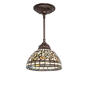 Tiffany Turning Leaf - 1 Light Mini Pendant-15 Inches Tall and 8 Inches Wide - 1099078