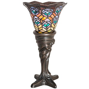 Tiffany Peacock Feather - 1 Light Mini Table Lamp-16 Inches Tall and 8 Inches Wide - 1099054