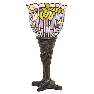 Tiffany Flowering Lotus - 1 Light Mini Table Lamp-16.5 Inches Tall and 7.5 Inches Wide