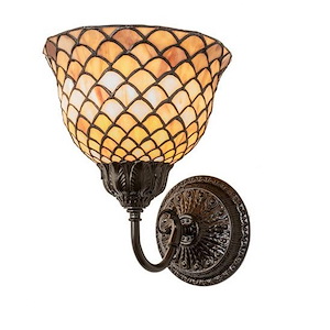 Tiffany Fishscale - 1 Light Wall Sconce-10.5 Inches Tall and 8 Inches Wide