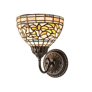Tiffany Turning Leaf - 1 Light Wall Sconce-10.5 Inches Tall and 8 Inches Wide - 1099080