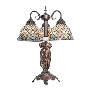 Tiffany Fishscale - 3 Light Table Lamp-23 Inches Tall and 18.5 Inches Wide