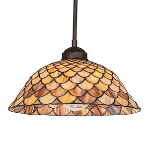 Tiffany Fishscale - 1 Light Pendant-48 Inches Tall and 5 Inches Wide